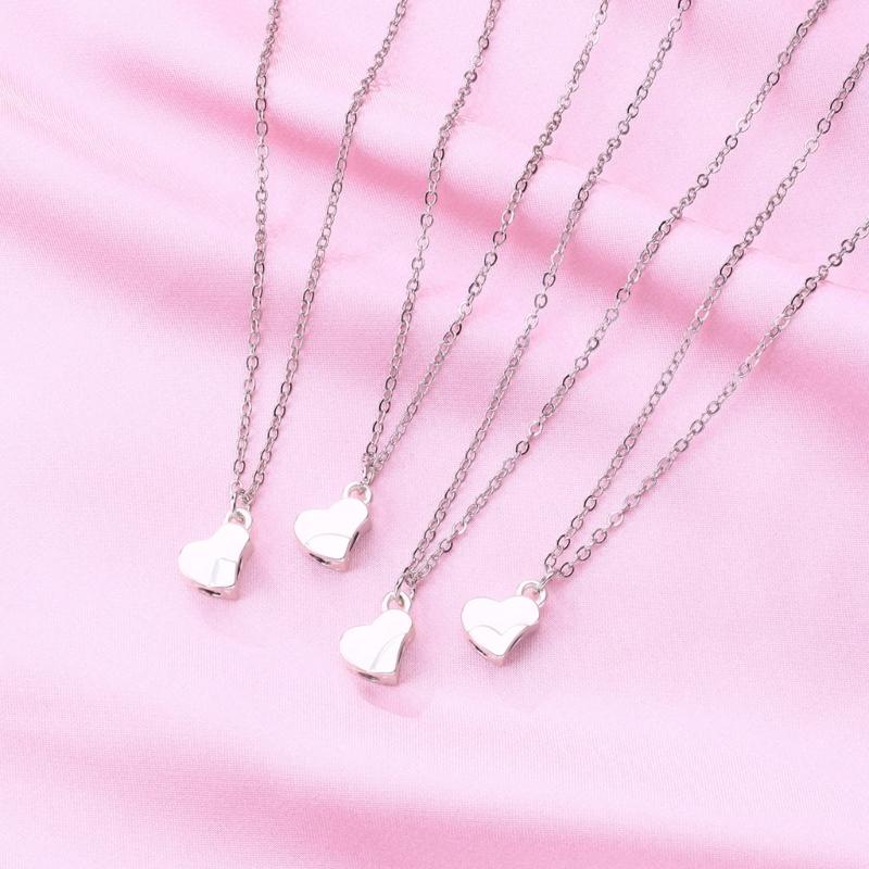 4 Piece Four Leaf Clover Stitching Necklace Magnet Stone BFF Friendship Heart Pendant Chain Choker Necklace Jewelry