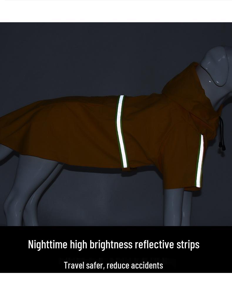 Large Dog Hooded Raincoat with Reflective Strips - Windproof & Waterproof