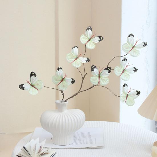 Artificial Butterfly Branches Simulation Stems with 8 Fake Butterflies for Vase Filler DIY Bouquets Home Office Table Decor
