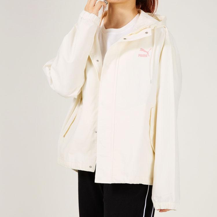 Puma Solid Color Hooded Casual Loose Jacket Women jackets White 626620-65