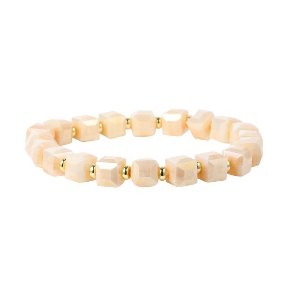 Elegant Small Sugar Cubes Bracelets Glossy Colorful Hand Chains Simple Crystal Glass Chain  Girls