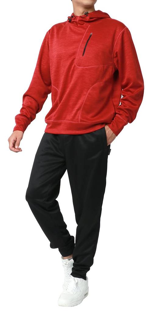 Tartex Top and Bottom Long Sweat Quick Custom UV Sports Room Wear Men's Jersey, Set, Sleeve, Absorbent, Drying, Made, Protection, (L, Red)