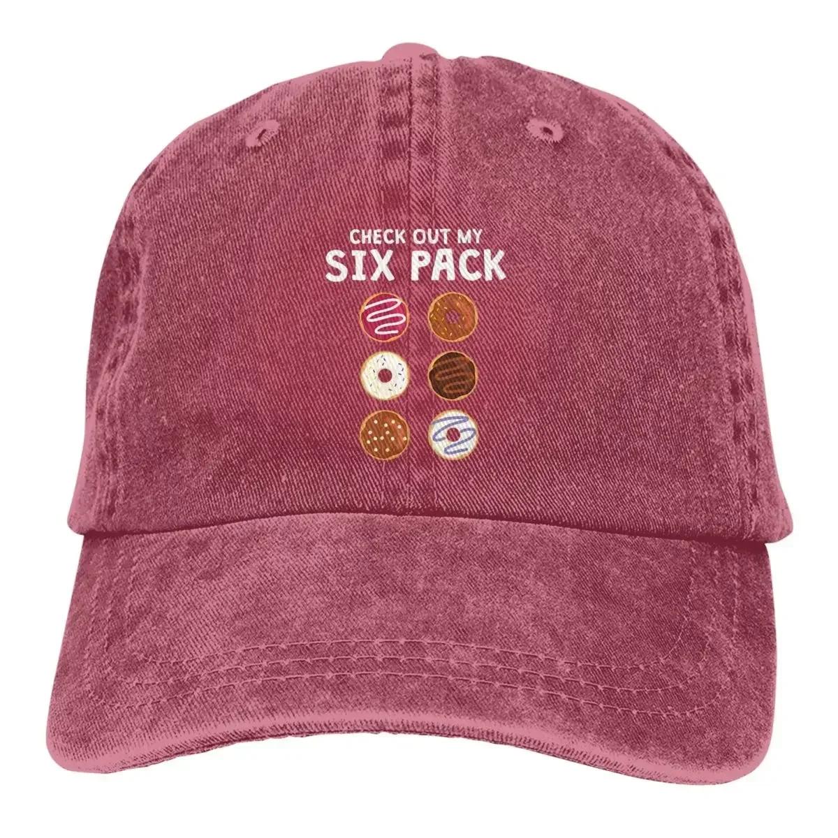 Doughnut Multicolor Hat Peaked Womens Cap Check Out My Six Pack Personalized Visor Protection Hats One Size