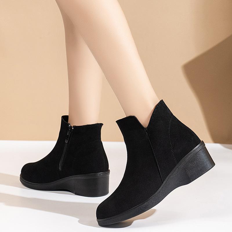 Martin boots women's autumn and winter new comfortable round head thick heel side zipper short boots