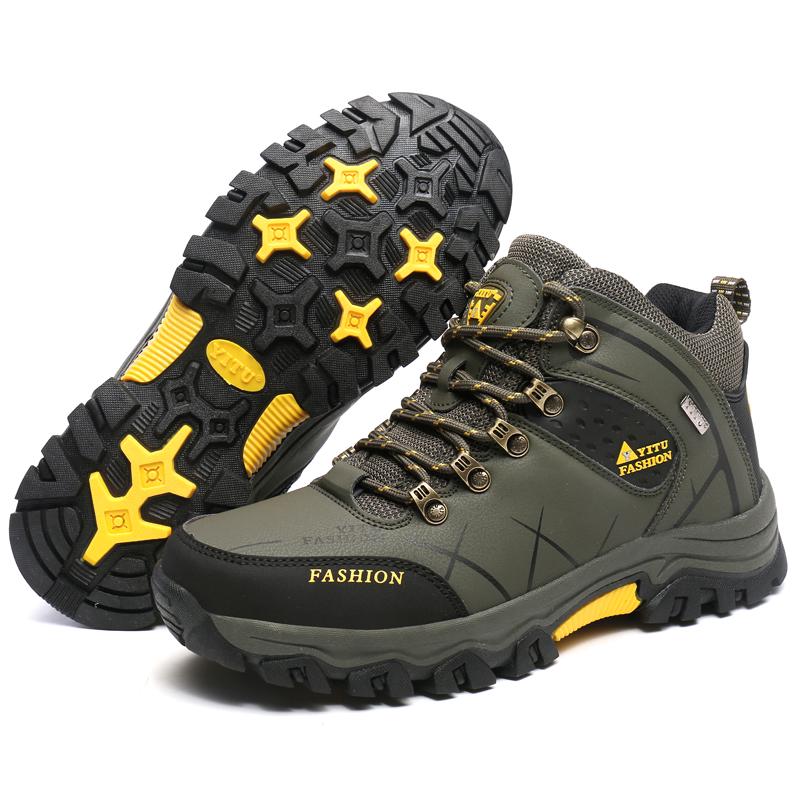 Men's Hiking Boots Waterproof Outdoor Sports Shoes Leather Sneakers Male Plus Size 39-47