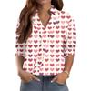 Women's 3/4-Sleeve V-Neck Shirt Printed Workwear Casual Regular Shirt Collar Top