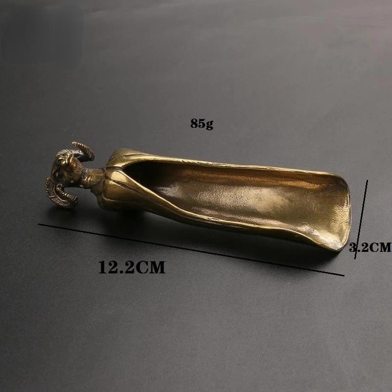 New Tea Scoops Shovel Brass Copper Goat Head Coffee Black Tea Spoon Powder Teaspoon Teaware Tea Ceremony Ice Cream
