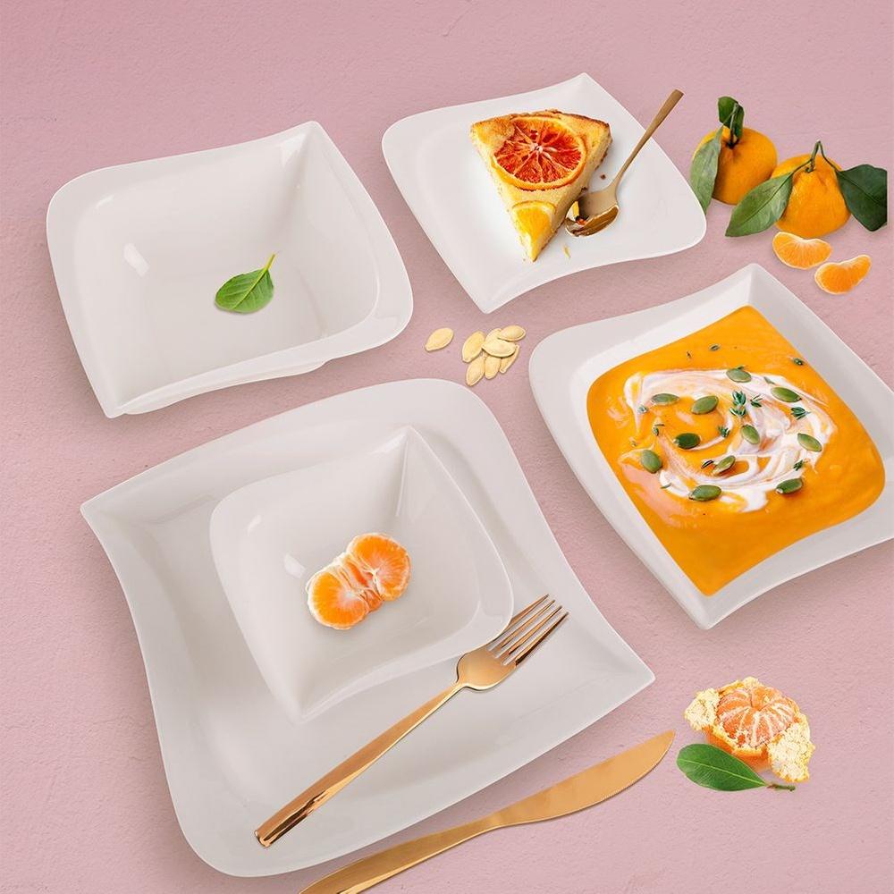 Talerz Kwadratowy Obiadowy Płytki na Obiad Przekąski Półmisek Mona 25x25 cm