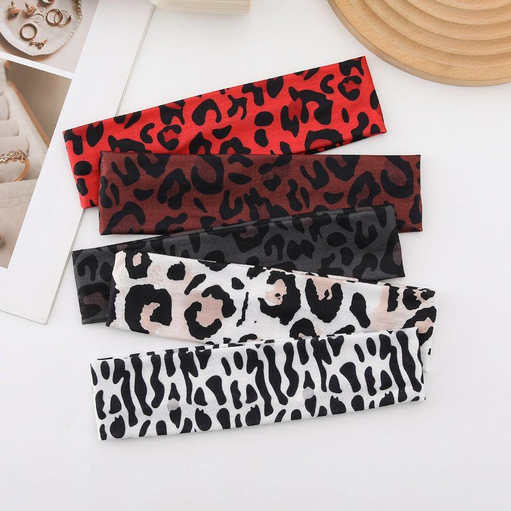 Leopard Print Makeup Headband Elastic Sport Hairband Fashion Women's Hairband Sports