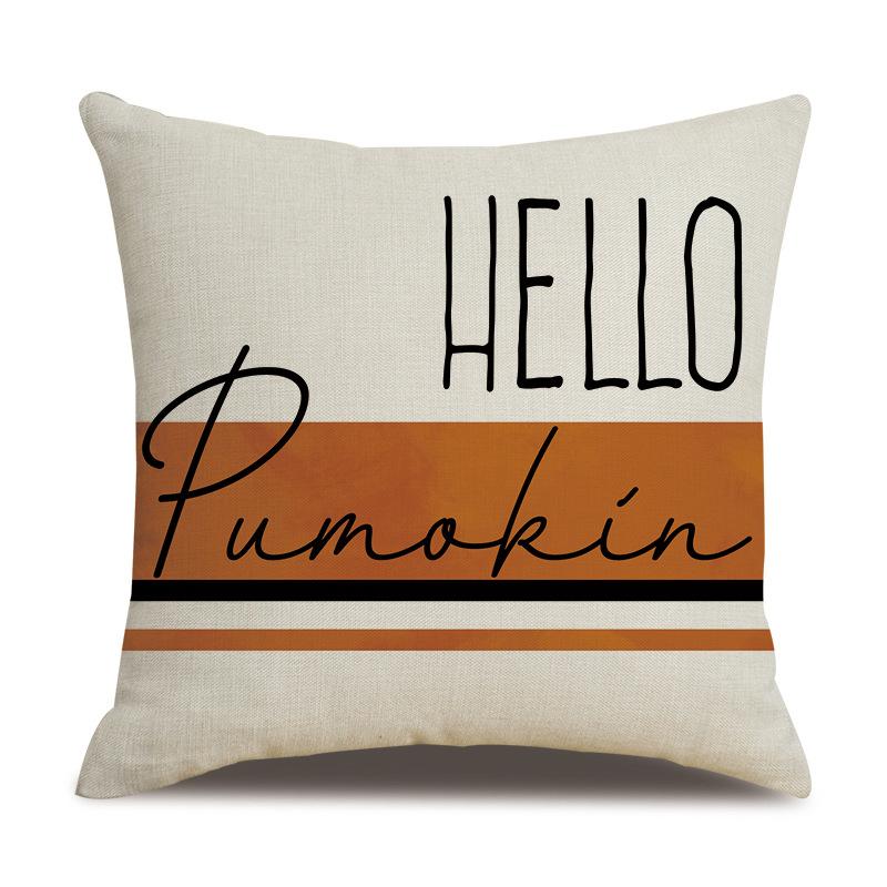 Thanksgiving Linen Pillowcase Autumn Pumpkin Print Pillow Cushion Cover