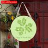 2D flat 20*20cm1pc Happy St.Patrick's Day Green fresh four-leaf grass patterns Welcome party Hanging Wooden Sign, Simplism&artistic Round Decorative