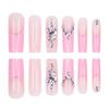 Sweet Heart Design Press-On Nails With Rhinestones French Tip Fake Women Daily Wear
