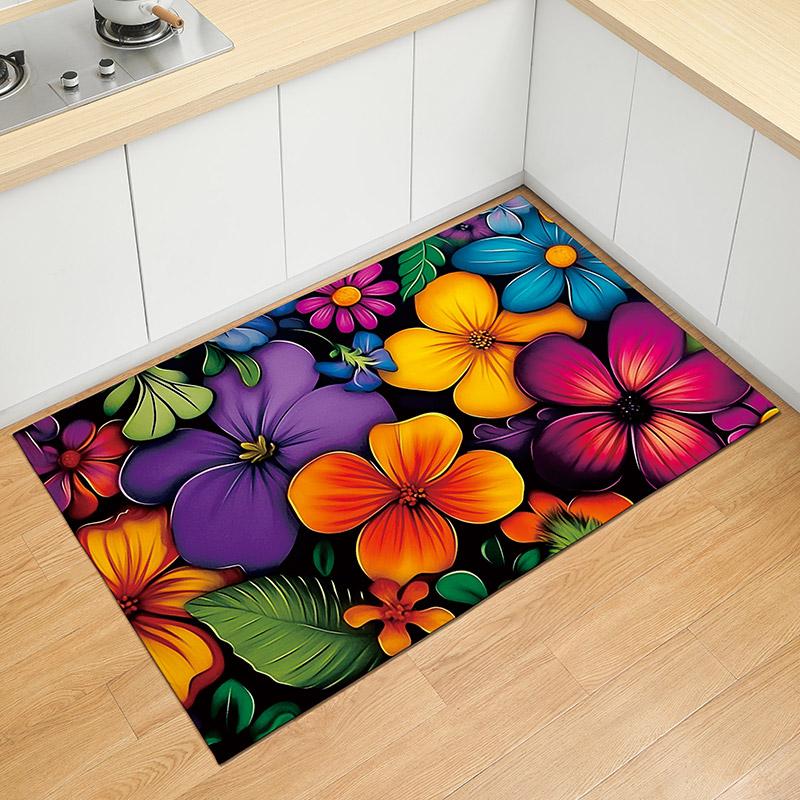 Crystal Velvet 3D European style Ancient Flower Printed Carpet - Living Room, Bedroom, Outdoor, Anti slip, Entrance Carpet - Roo