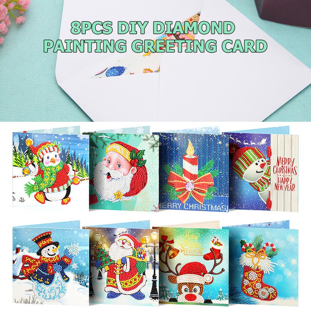 Lot de 12 cartes de vœux de Noël 5D avec enveloppes pour peinture diamant - Kit de cartes de vœux pour Noël, la famille, les amis - Cadeau fait main Lot de 12 cartes de vœux de Noël 5D avec enveloppes pour peinture diamant - Kit de cartes de vœux pour Noël, la famille, les amis - Cadeau fait main