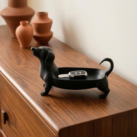 Dackel Geschenk für Hundeliebhaber 3D Gedrucktes Aufbewahrungsfach Schmuck Schlüssel Ohrringe, Kreativer Schreibtisch Schreibtischzubehör Organizer, Tischdekoration Eingangsbereich