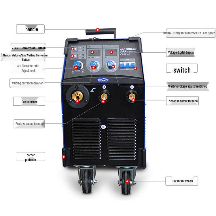 Ruiling NBC-200/250/300GW MIG/MAG Welder - 220V Carbon Dioxide Gas Shielded