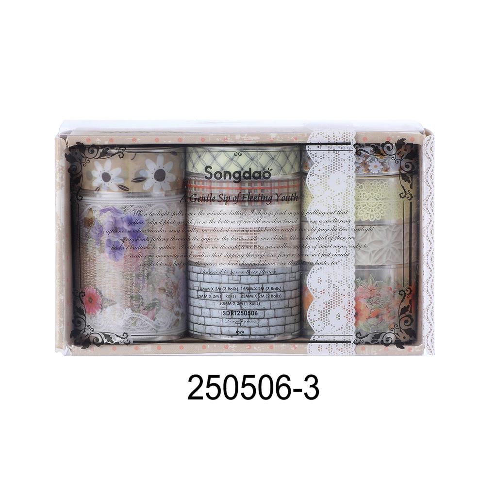 10Roll/Box Flower PET Tape Lace Masking Tape DIY Scrapbooking Sticker Journal Diary Aesthetic Stationery Campus gift