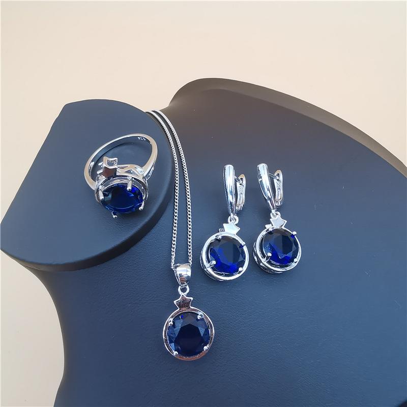 New Popular Star Round Tanzanite Jewelry Three Piece Set