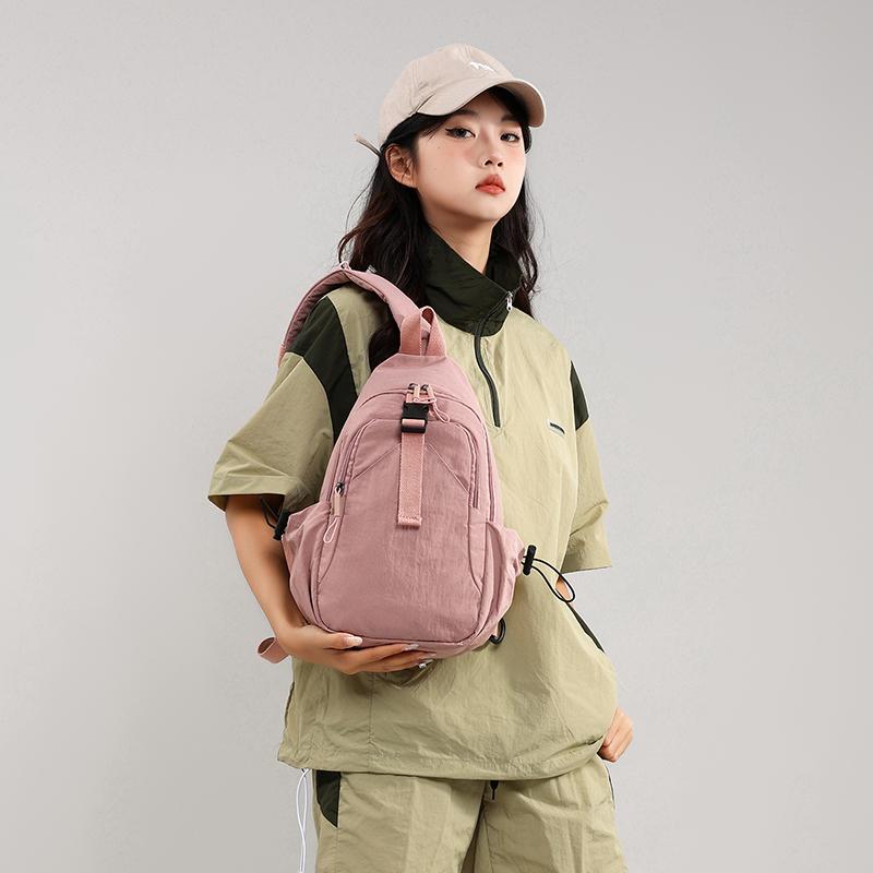 Chest Bag Women's Multifunctional Shoulder Crossbody Bag Lightweight Water-repellent Nylon Bag