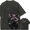 Ryomen Sukuna Throne Tshirt Jujutsu Kaisen Tee Vintage Washed Oversized Retro Anime Harajuku Streetwear Graphic Manga Clothing