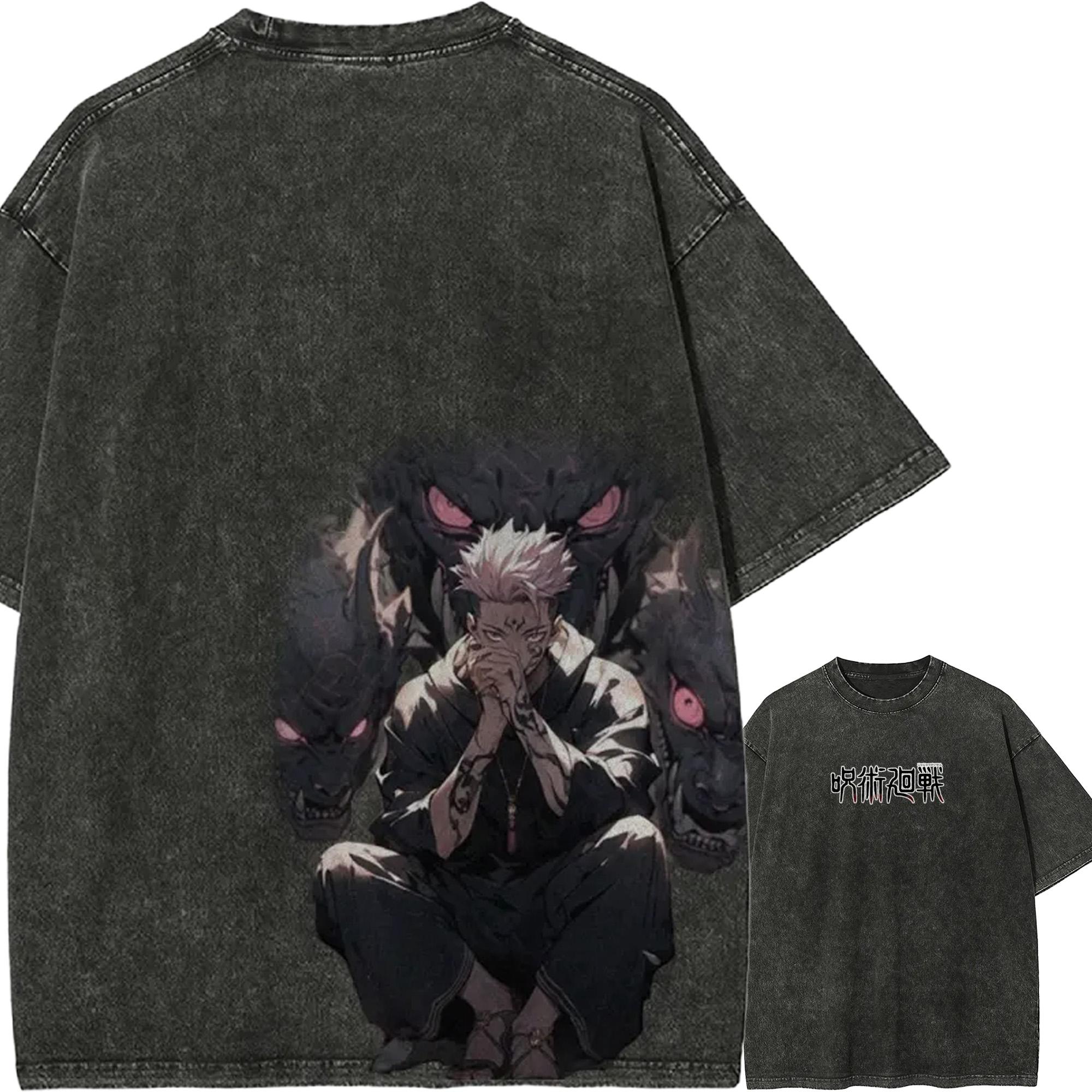 

Ryomen Sukuna Throne Tshirt Jujutsu Kaisen Tee Vintage Washed Oversized Retro Anime Harajuku Streetwear Graphic Manga Clothing M