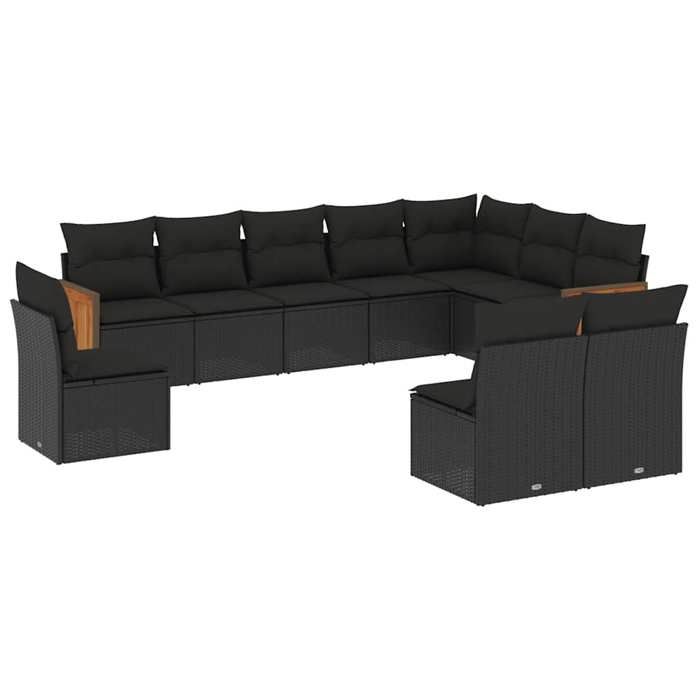 VidaXL Salon de Jardin avec Coussins 10 pcs, Canapés de Patio, Ensemble de Meubles, Mobilier de Terrasse Extérieur, Noir 3260151
