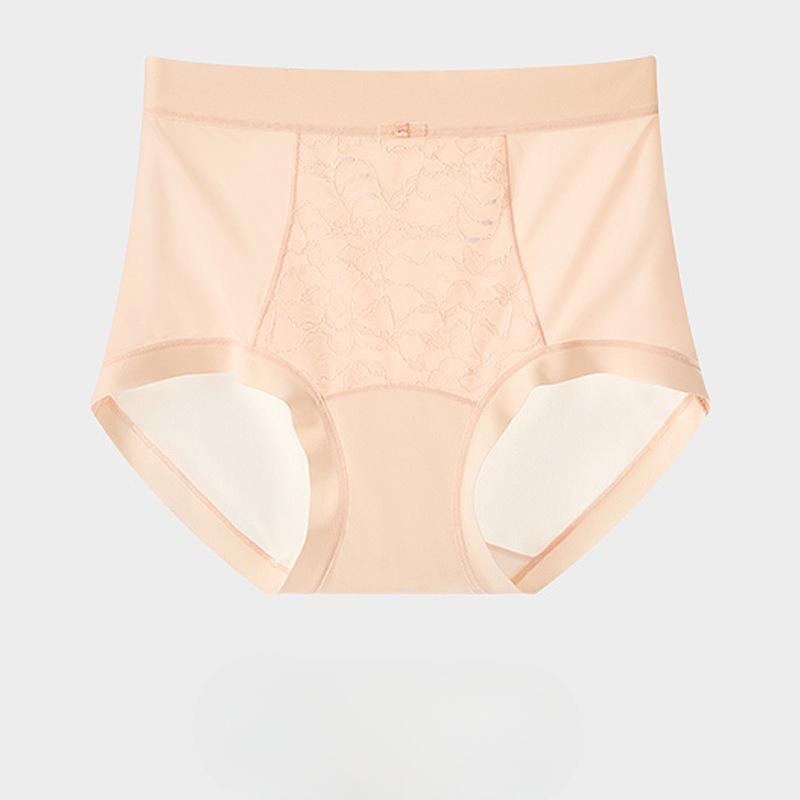 Women's Summer Ice Silk 10A Antibacterial Breathable Non Trace High Waist Belly Triangle Briefs