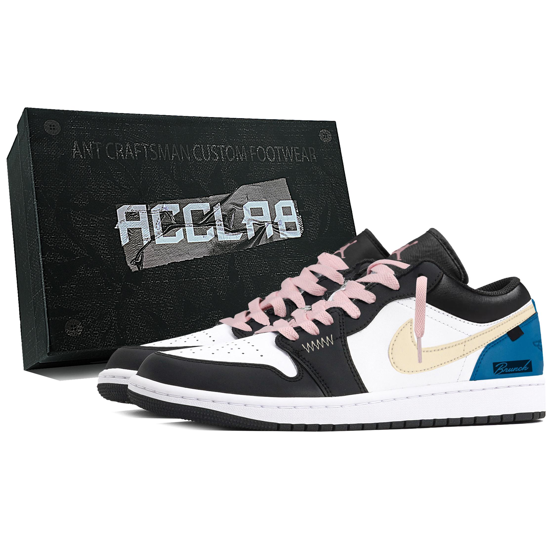 

Jordan Air Jordan 1 Low top Vintage Basketball Shoes Men s White Blue Black 553558-040(Team1920--) 42