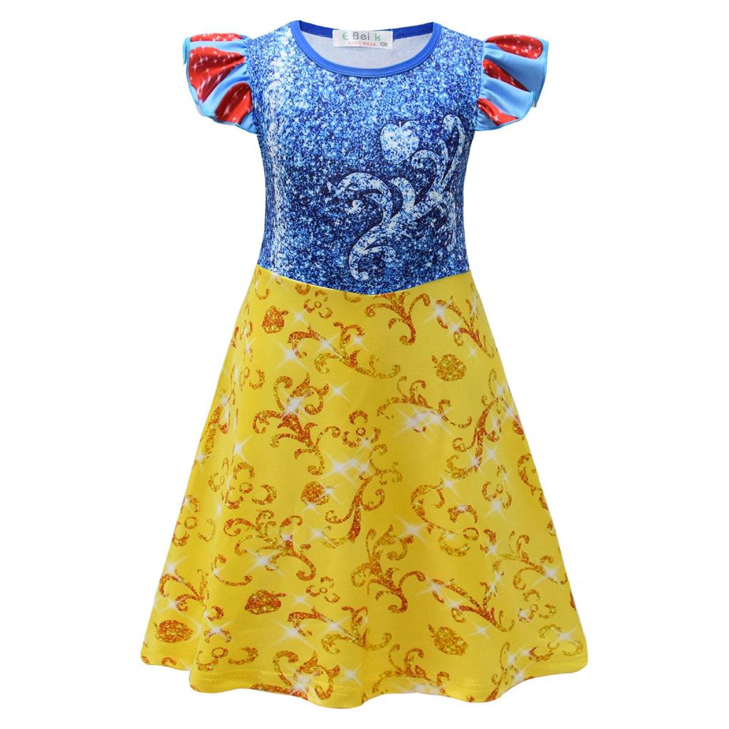 Summer New Product, Snow White Flying Sleeve Dress Cosplay Clothes Children'S Performance Clothes 3D Digital Printing