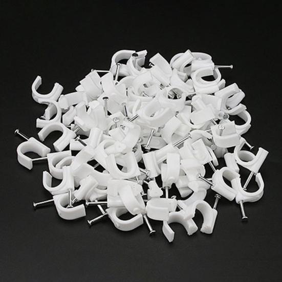 100Pcs Fixed Clips Round Nail Clips Easy Installation High-Strength Metal Steel Nails U-Shaped