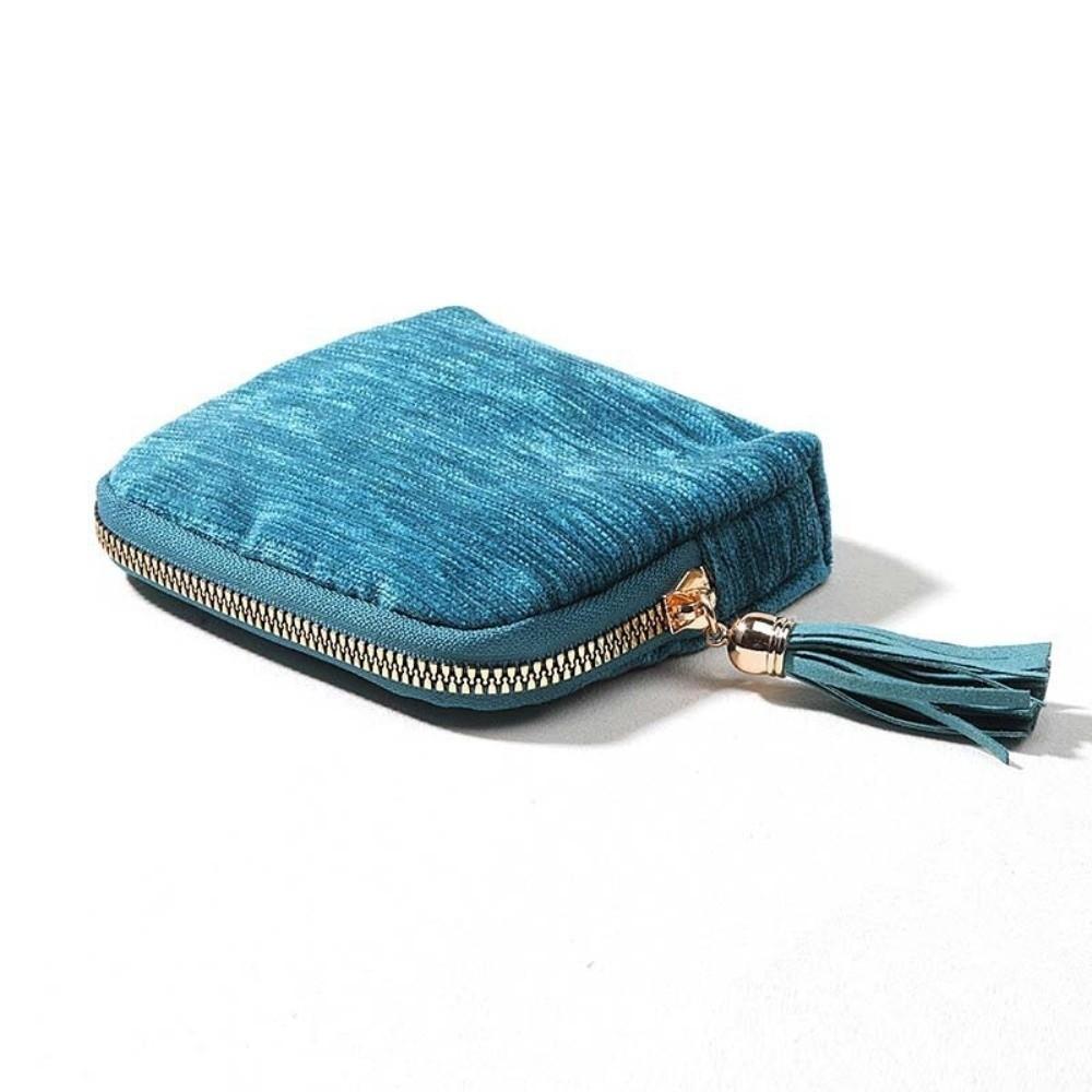 Tassel Zipper Travel Jewelry Case Flannel Jewelry Storage Pouch  for Rings, Bracelets, & Bangles