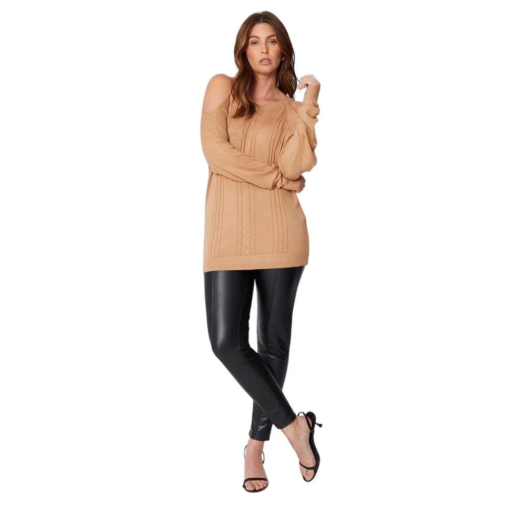Be You Womens/Ladies Fine Knit Cold Shoulder Jumper
