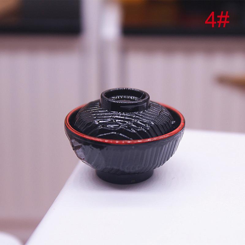 1:12 Dollhouse Miniature Dish Chopsticks Tray Bowl With Cover Tableware Model Kitchen Living Scene Decor Toy