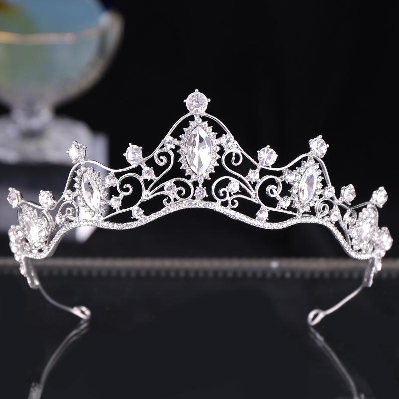 Bridal Crown European and American Crystal Princess Crown Wedding Headgear Fashion Crown Bridal Accessories Wholesale 15*4CM