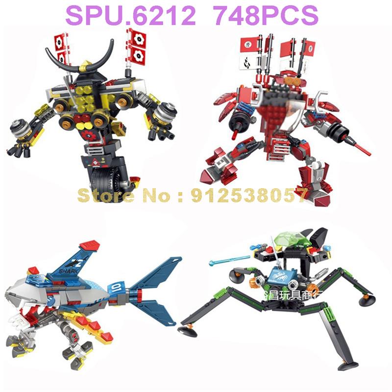 Ninja N/4/sets Ice Fire Gold Flame Lightning Flying Double Head Dragon Robot Mech Forge Building Blocks Toy