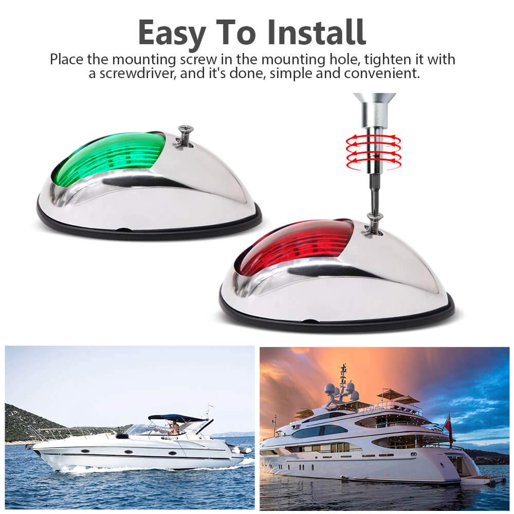 Yacht Navigation Light Waterproof LED Marine Sounding Light Navigation Light Red and Green Marine Light 12V 24V 2 PCS
