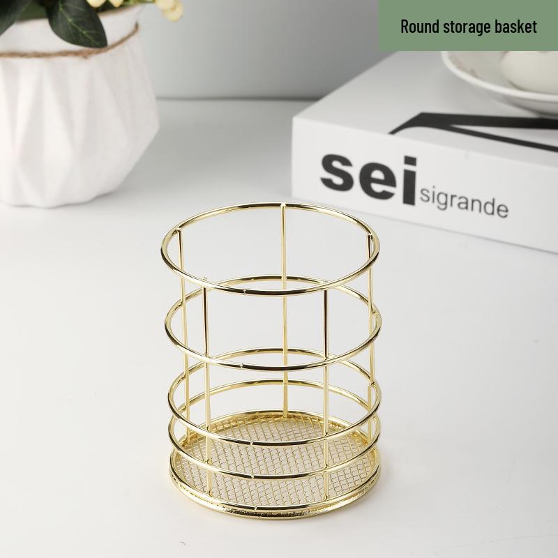 Nordic Iron Art Desktop Organizer and Jewelry Storage Basket