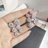 MDL Moissa!ite Style Flowers Full of Diamonds Earrings Female Light Luxury Simple Versatile White Gold S925 Silver Pin
