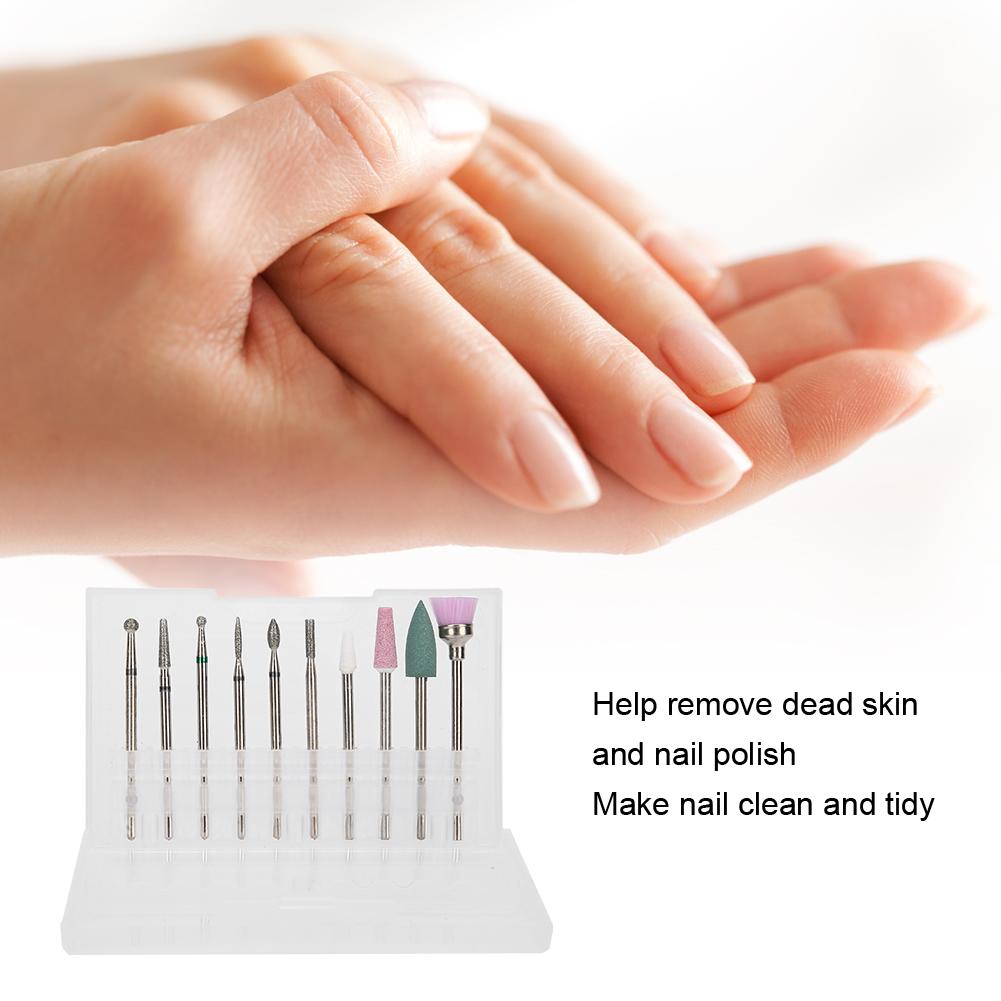 10pcs Nail Art Grinding Head Dead Skin Removal Nail Drill Bits Sanding Polishing Head Set