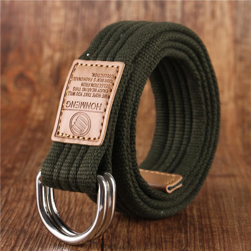 Korean Style Unisex Canvas Belt: 19 Colors, Double Ring Buckle, Casual & Business Design