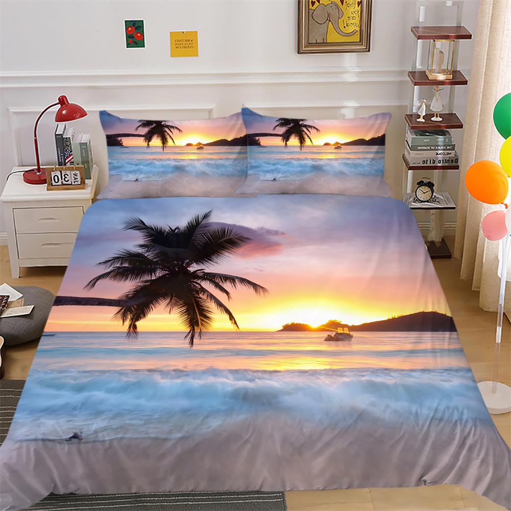 Bedrucktes Trösterbezug-Set „Scenery“, Doppelbettgröße, Mikrofaser-Heimbettwäsche, modische High-End-Heimtextilien für Teenager