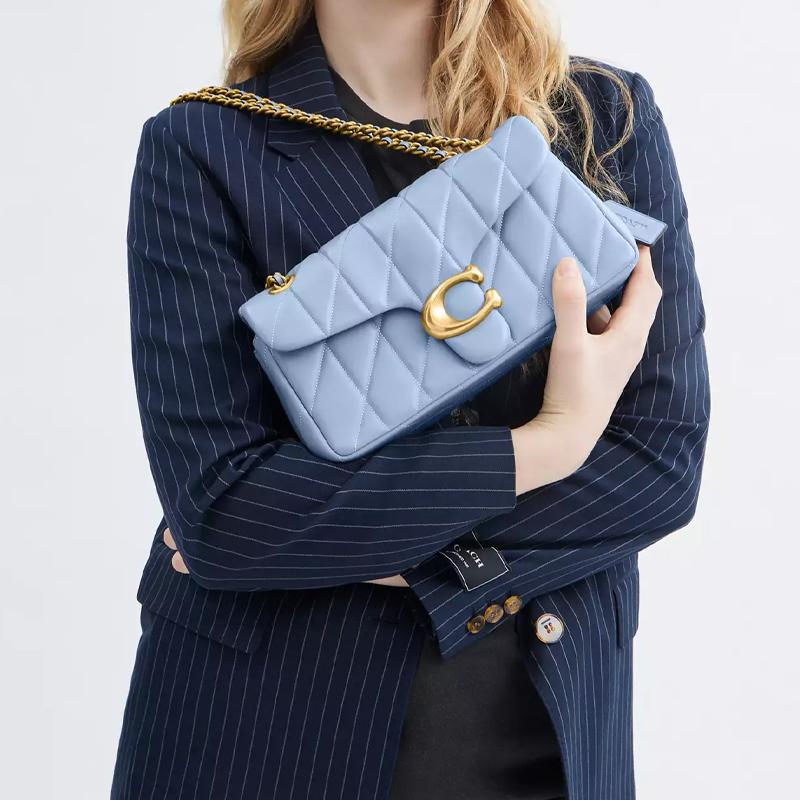 Coach Tabby 26 Quilted Chain Strap Napa Leather Shoulder Bag Medium Women shoulder bag Bellflower-Blue CP150-B4PUB