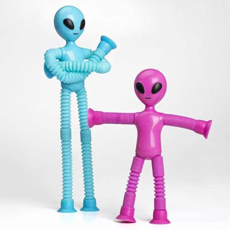 Suction Cup Telescopic Tube Alien Toys Variable Decompression Educational Puzzle Sensory Toys Funny DIY Interactive Party Game