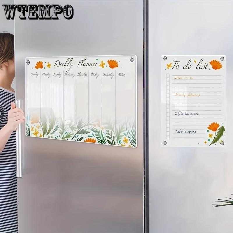 2pcs Acrylic magnetic calendar blackboard forest animals flowers plant pattern daily weekly monthly planner refrigerator magnet dry erase board