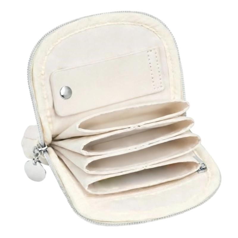 Compact Travel Jewelry Storage Case with Zip-Around Closure and Sectioned Space for Earrings Rings Necklaces Use