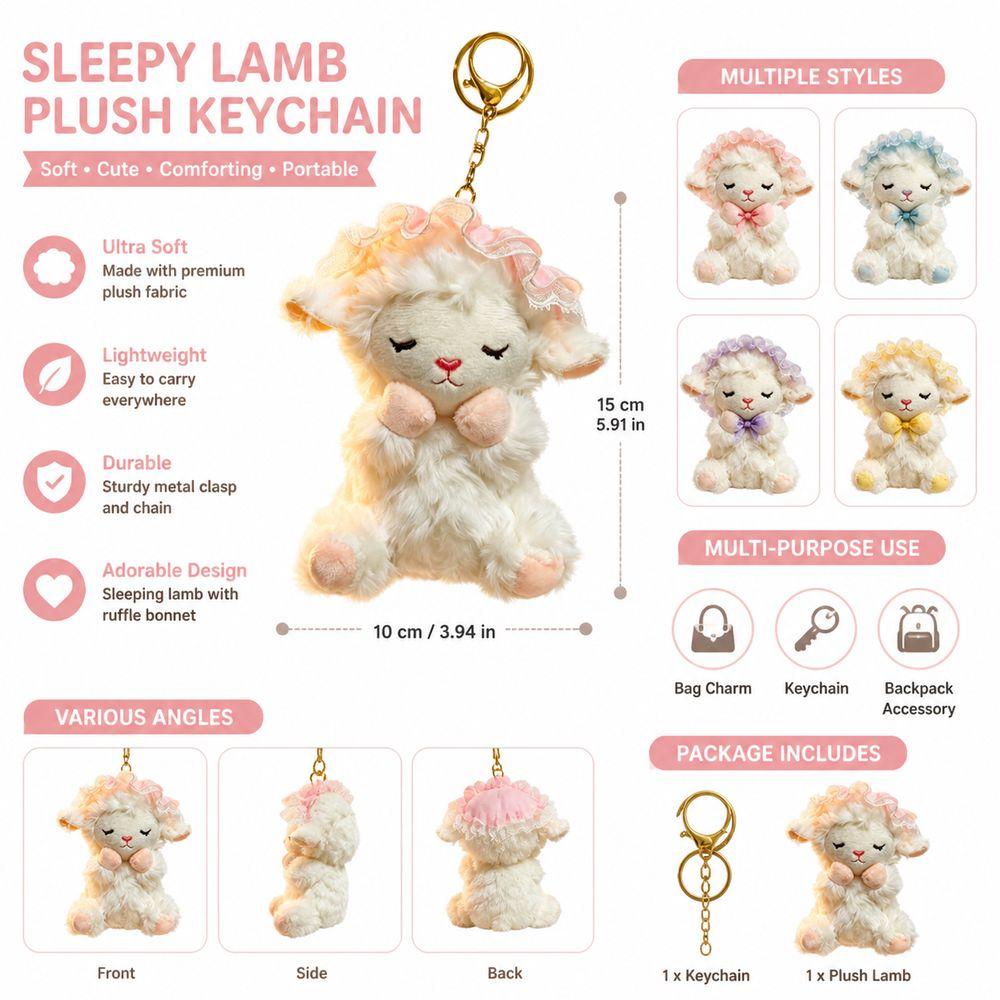 Polyester Filling Lamb Plush Keychain Curly Fur Lamb Keyring Cute Sheep Bag Charm Key Accessories