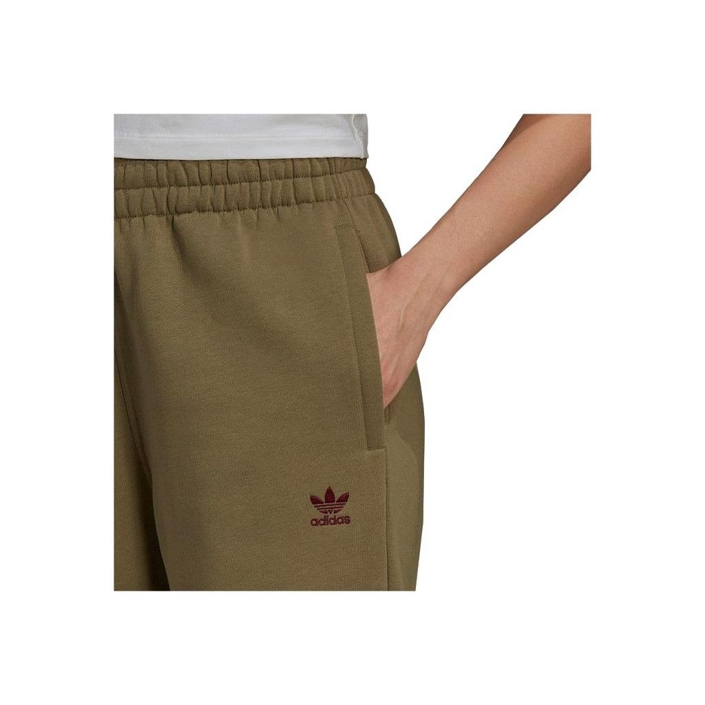 Adidas Originals Solid Color Brand Logo Embroidered Drawstring Cuffed Sports Pants Women Bottoms Olive-Green H06632