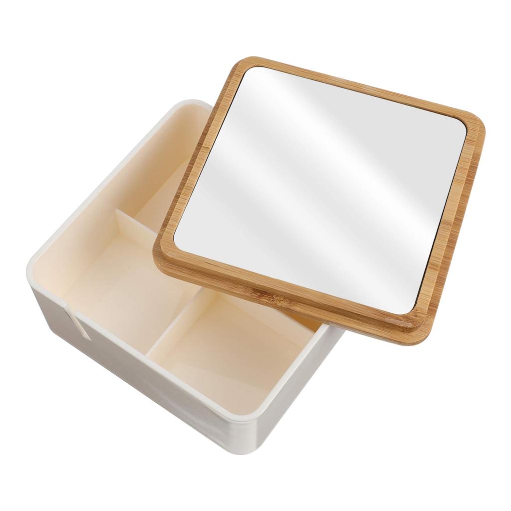 FRCOLOR Tabletop Vanity Mirror with Small Item Storage, Compact Travel Mirror, 5-inch, with Storage Case, Perfect Gift