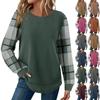 Women's Plaid Print Round Neck Long Sleeve Casual Loose Top