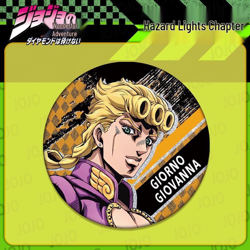JOJO's Bizarre Adventure Double Flash Badge: HD Print, 75mm/58mm Diameter, Anime Button Pin